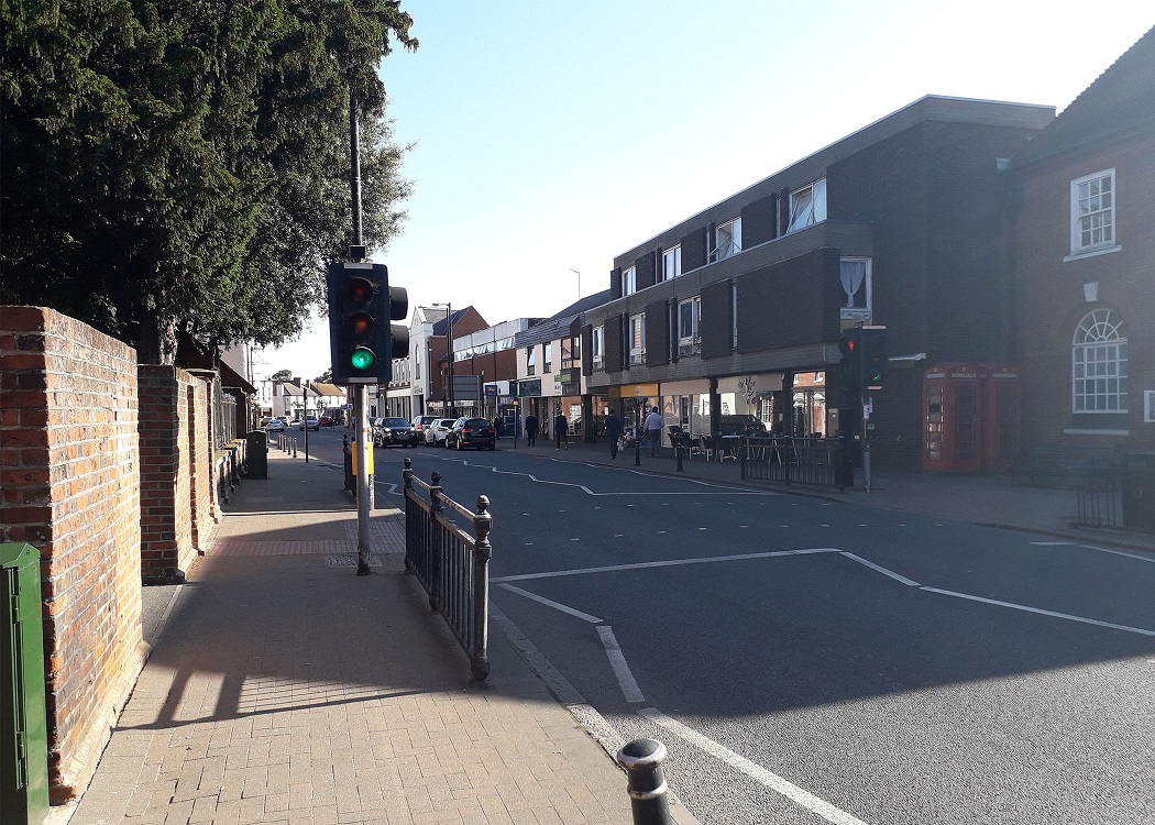 View of High Street with pedestrian crossing in view